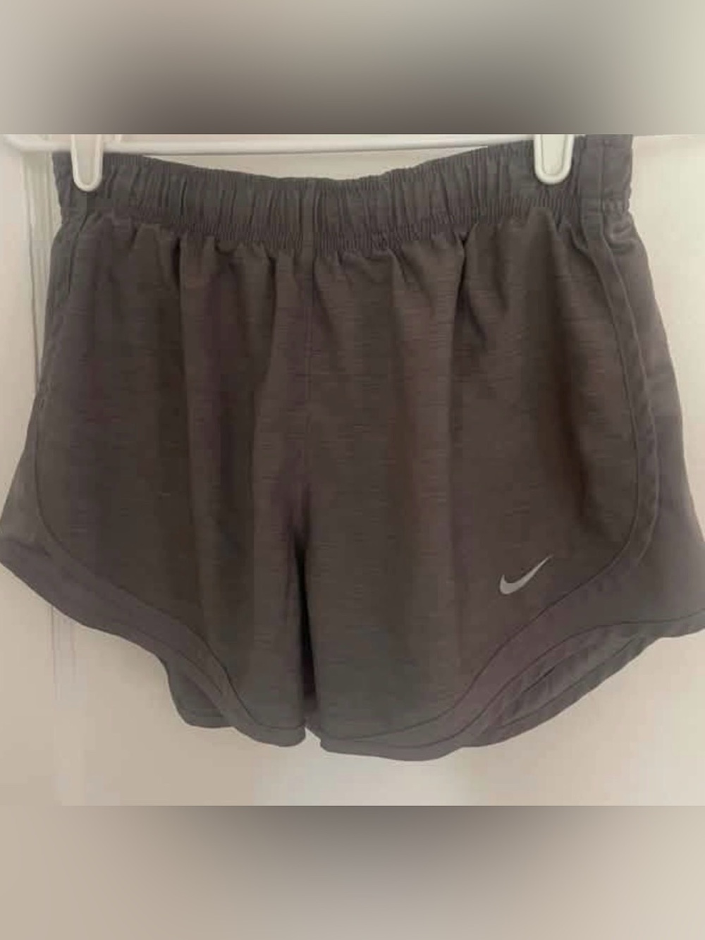 Nike Women's Dark Gray Athletic Shorts with Reflective Swoosh